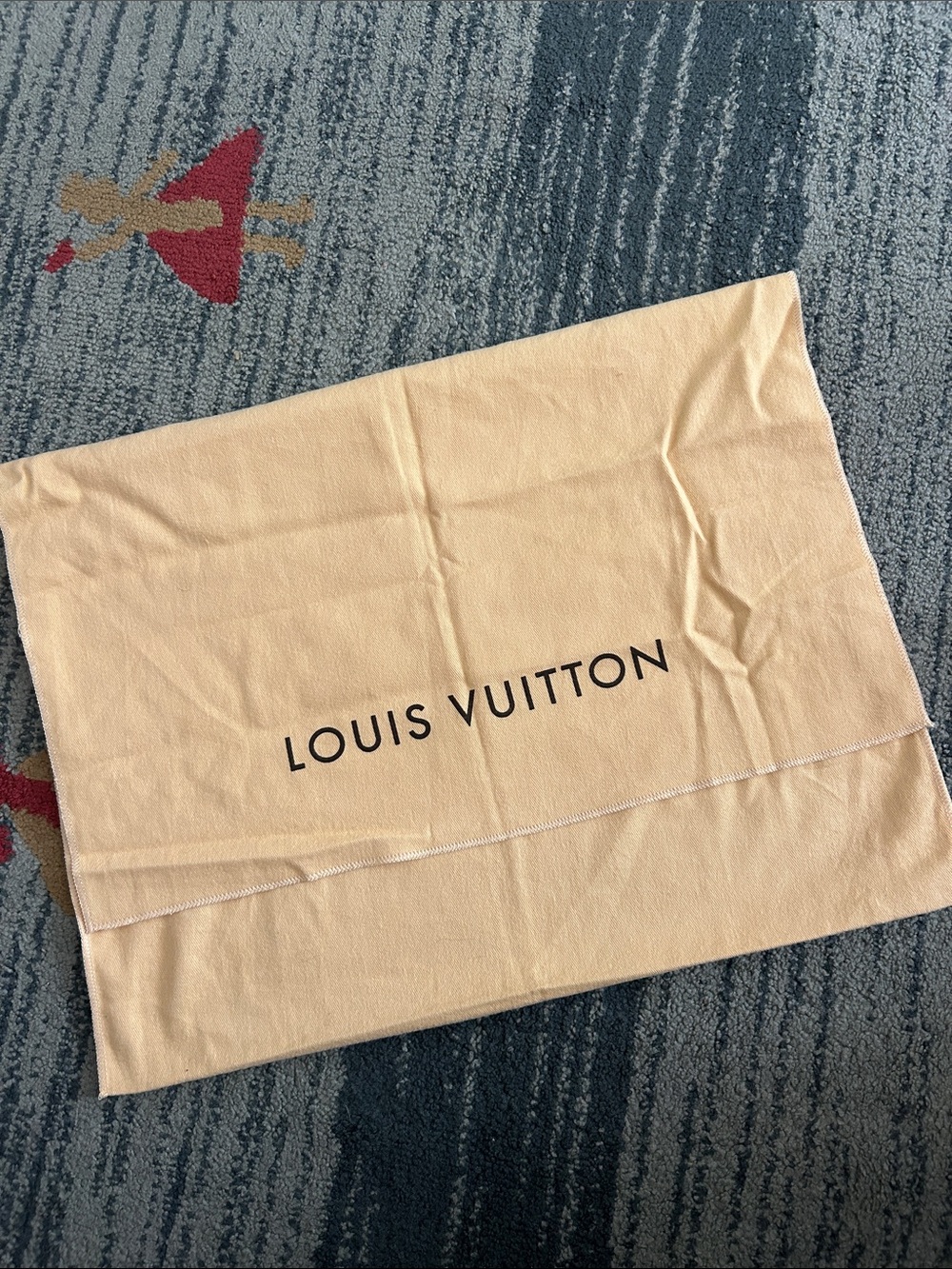 Louis Vuitton Beige Dust Bag with Black Logo